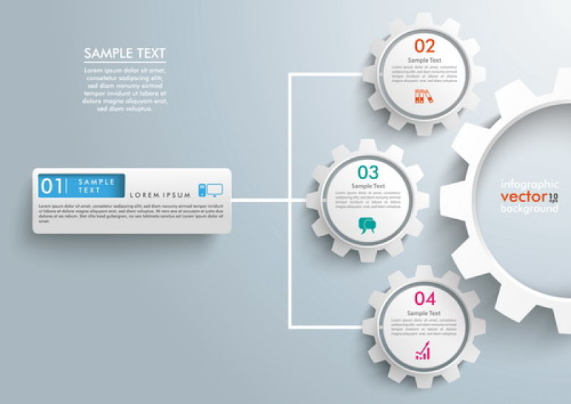创意齿轮元素的矢量信息图表设计