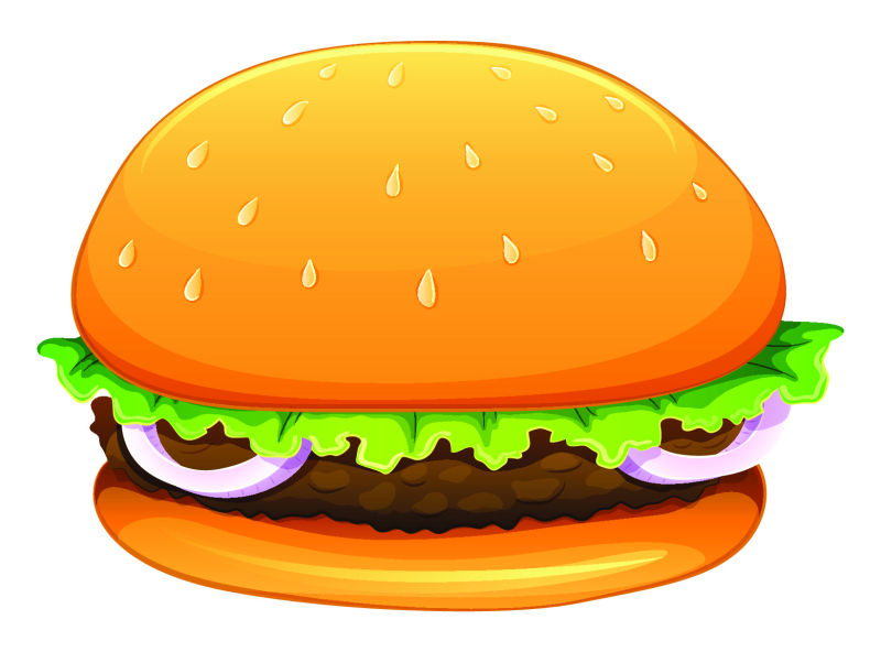 矢量的美味牛肉汉堡插图