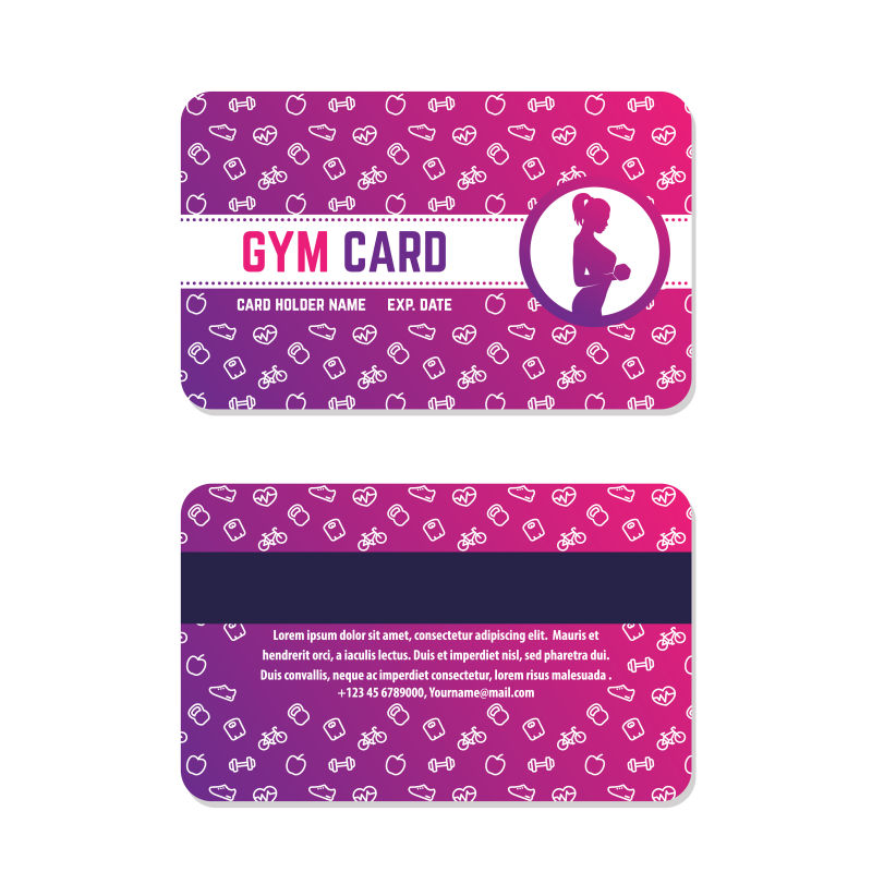 抽象矢量粉色健身俱乐部卡片设计