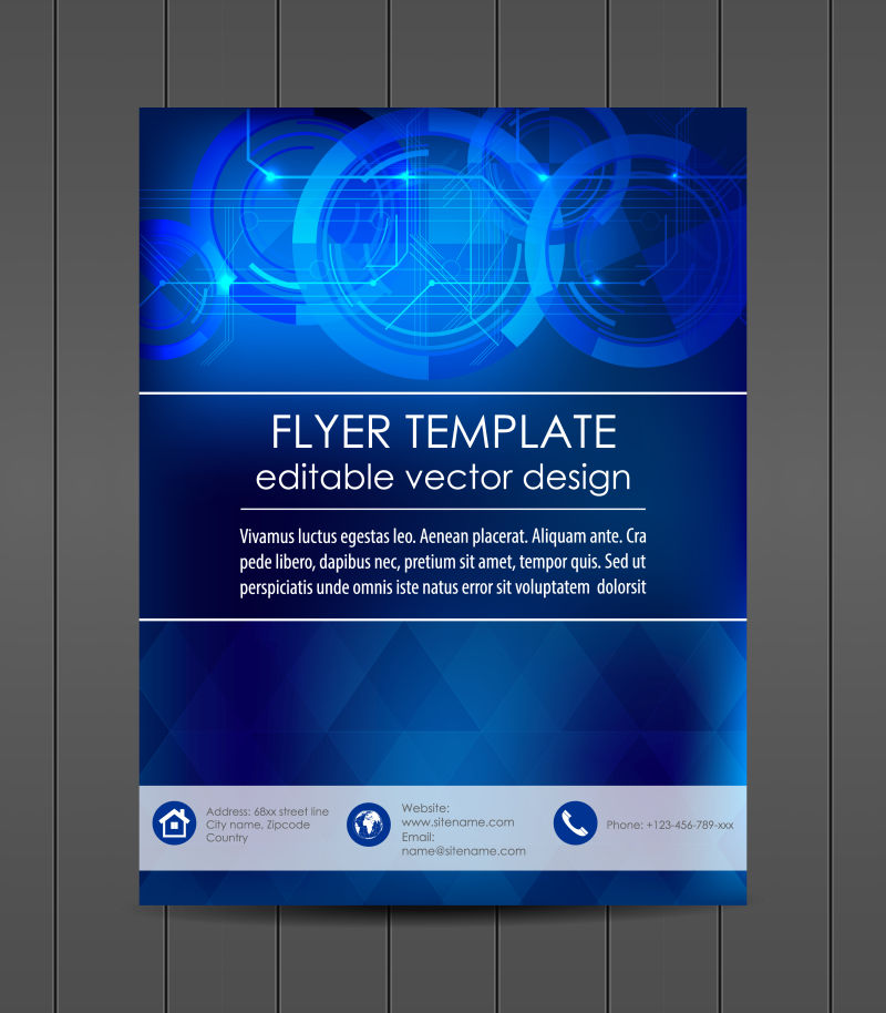 矢量抽象蓝色科技感的宣传册封面设计