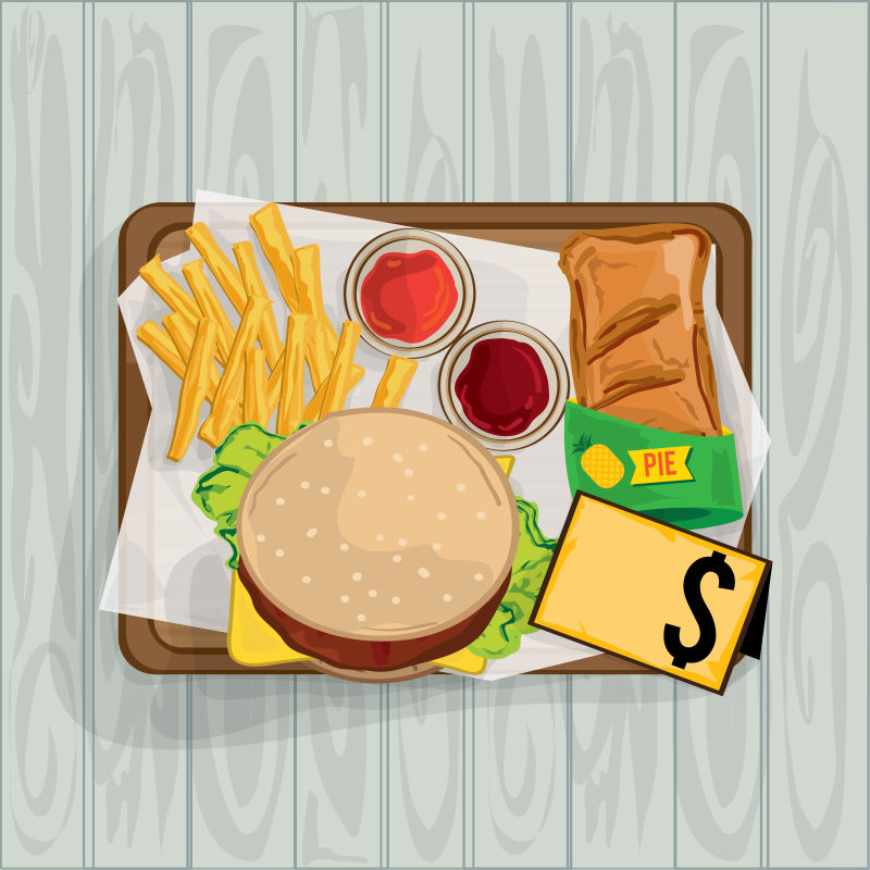 抽象矢量现代汉堡套餐元素插图设计