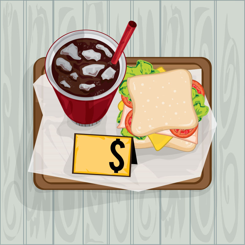 抽象矢量三明治套餐主题插图设计