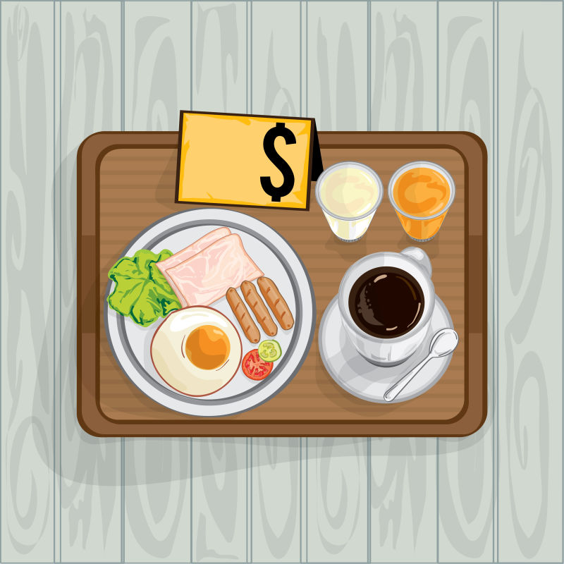 矢量抽象现代早餐套餐设计插图