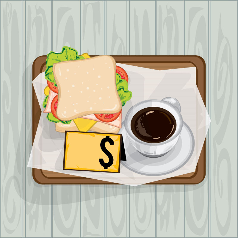抽象矢量现代三明治套餐插图设计