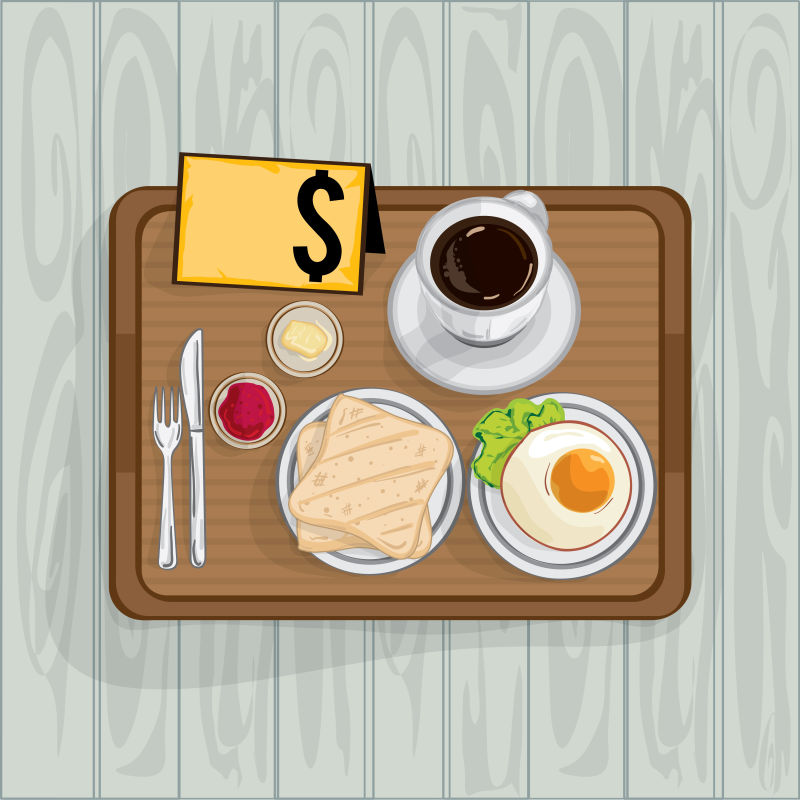 抽象矢量现代早餐套餐插图设计