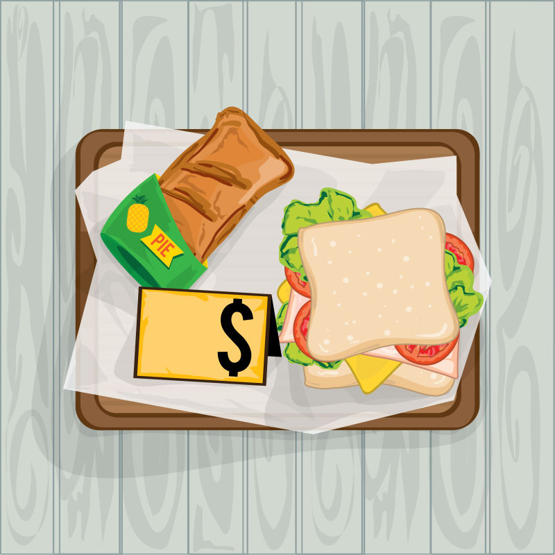 抽象矢量现代快餐三明治插图设计