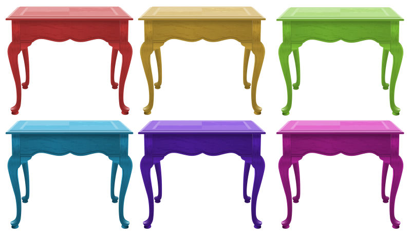 六种不同颜色的桌子矢量