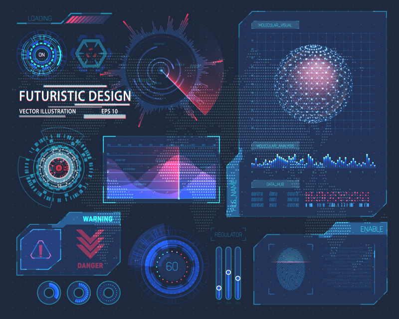蓝色未来科技界面矢量设计