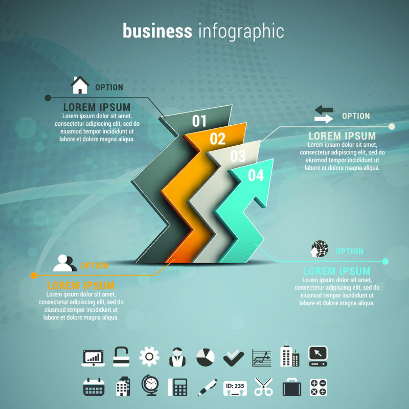 抽象矢量箭头元素的信息图表设计