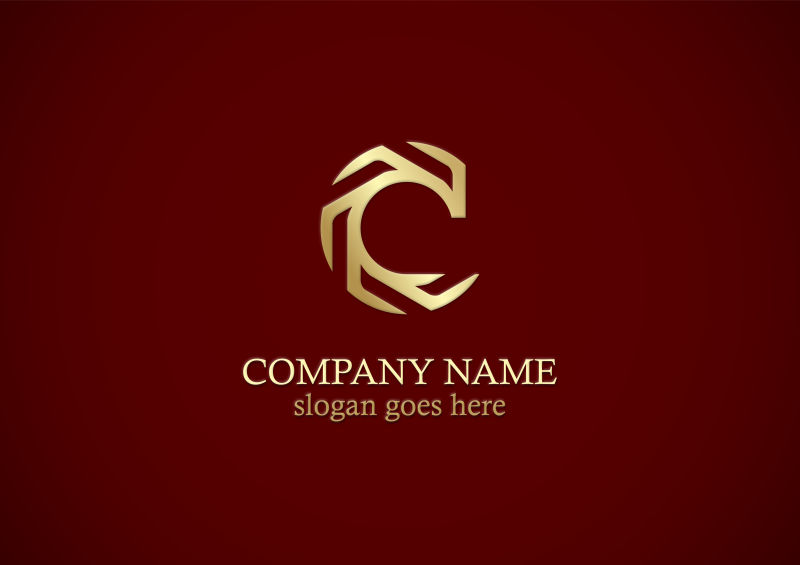 抽象矢量金色字母c的商业标志设计