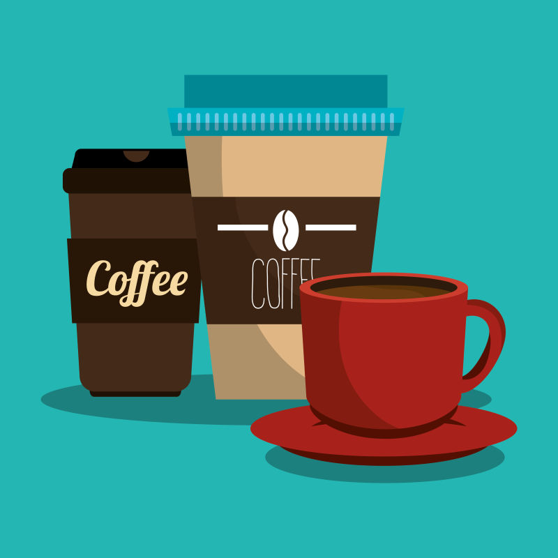 抽象矢量咖啡元素平面插图设计