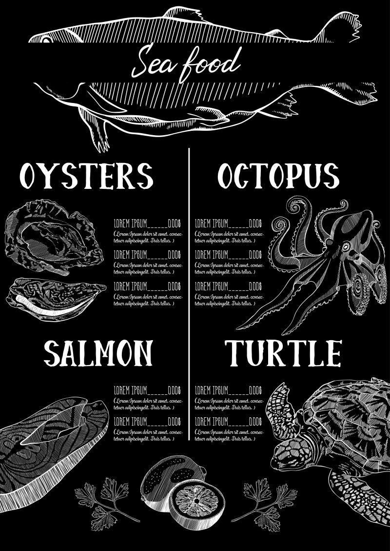 抽象矢量现代海鲜菜单设计