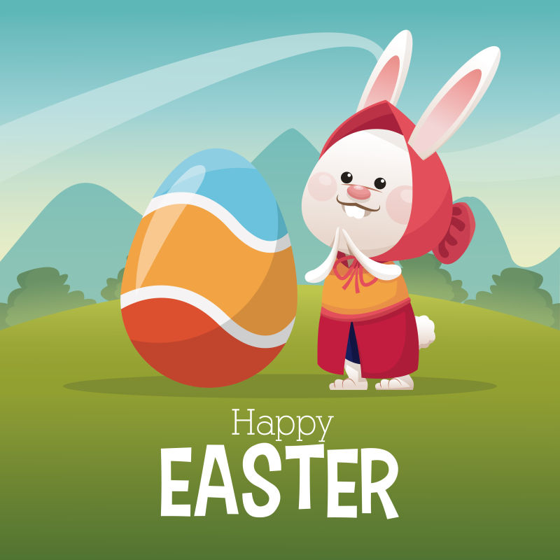 矢量的复活节兔子图案贺卡设计