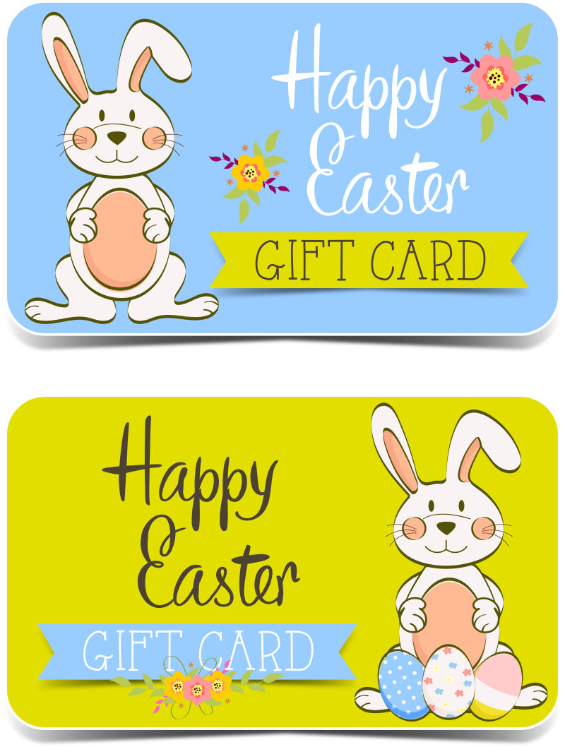 矢量的复活节兔子图案卡片设计