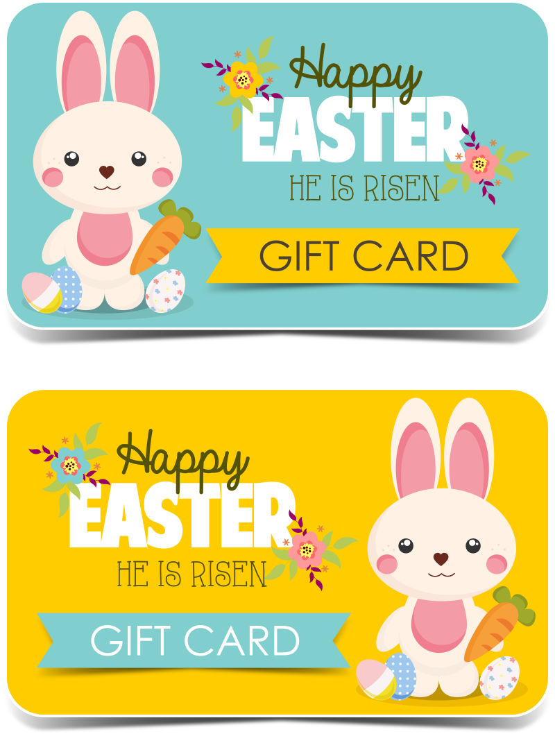 矢量复活节兔子图案贺卡设计
