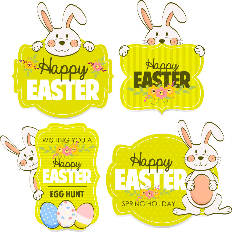 复活节兔子标签矢量设计