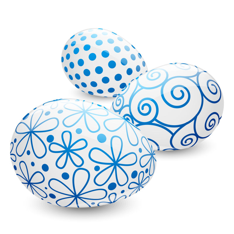 蓝色花纹图案复活节彩蛋矢量设计