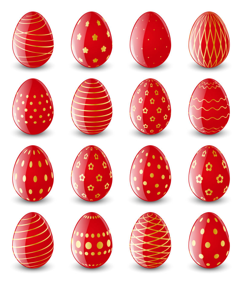 矢量的红色花纹图案彩蛋