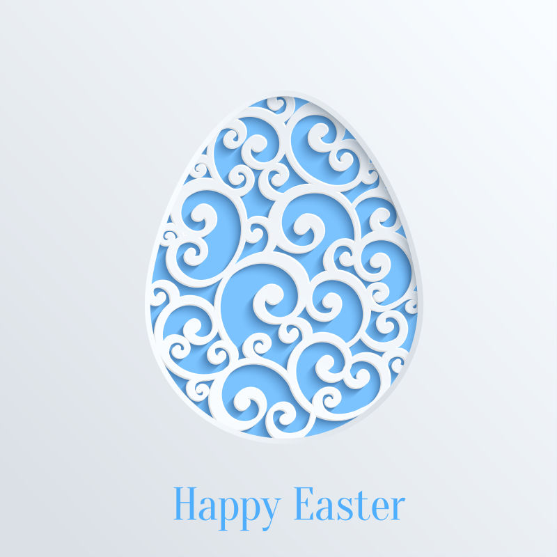蓝色花纹图案复活节彩蛋插图矢量设计