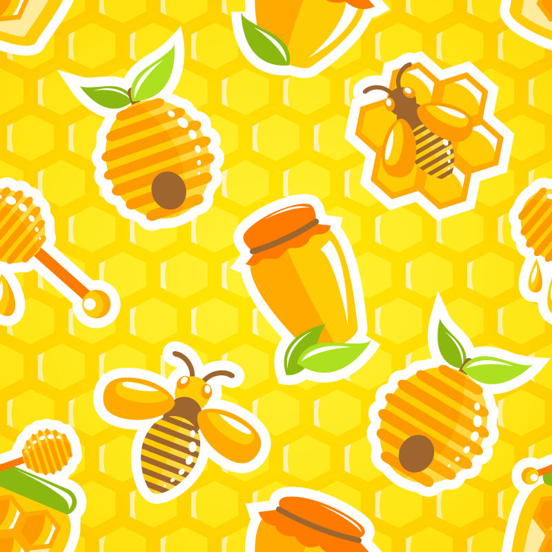 创意矢量蜂蜜元素无缝背景