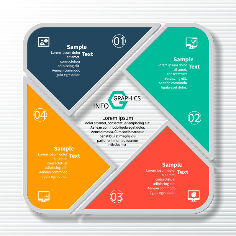 矢量四色商业信息图表设计