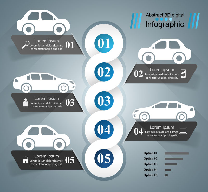 抽象矢量现代车辆信息图表设计