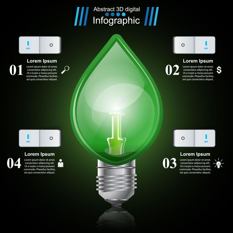 创意矢量现代灯泡元素的信息图表