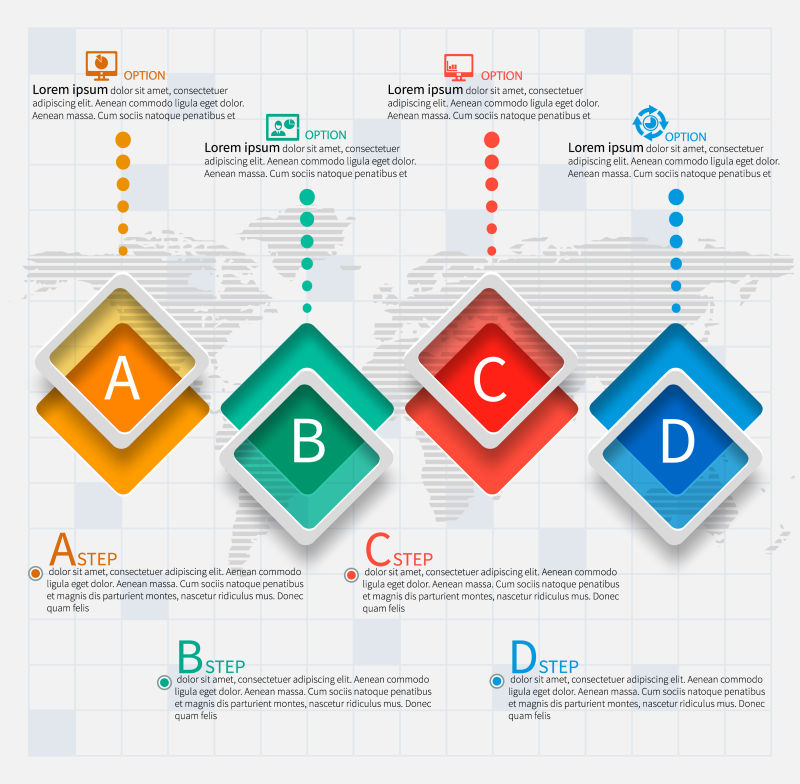 抽象矢量三维方形的信息图表设计