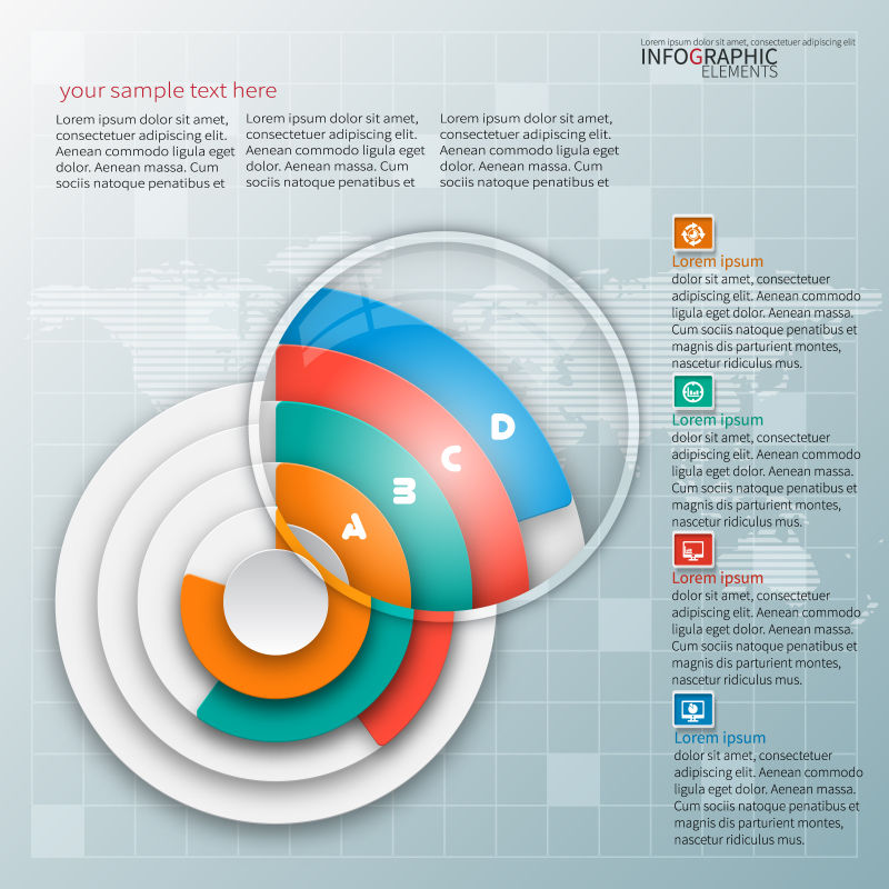 抽象矢量三维饼状信息图表设计