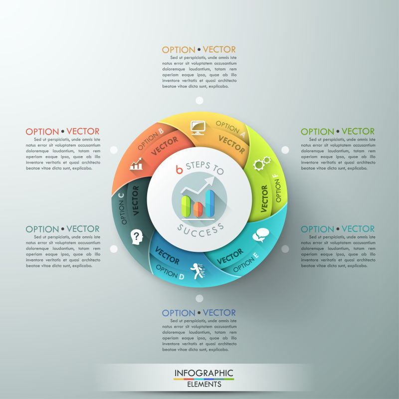 矢量三维彩色圆形信息图表设计