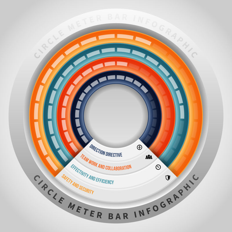 创意矢量彩色圆规尺图信息图表设计