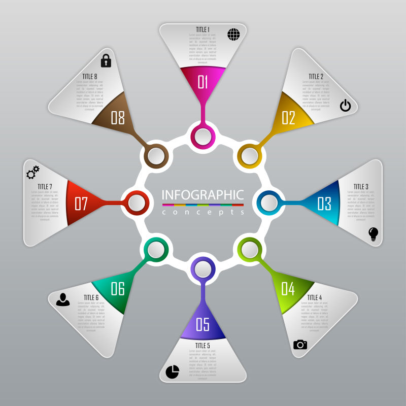 创意矢量抽象三角元素信息图表设计
