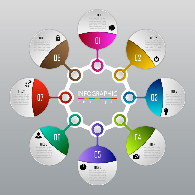 抽象矢量现代圆环形信息图表设计