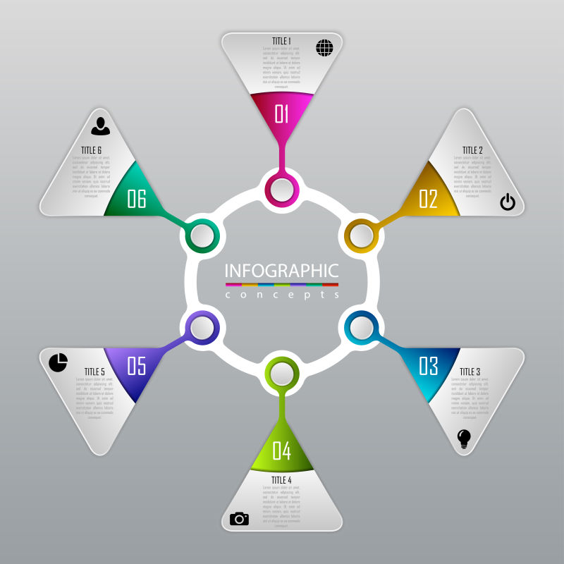 创意矢量三角元素的信息图表设计