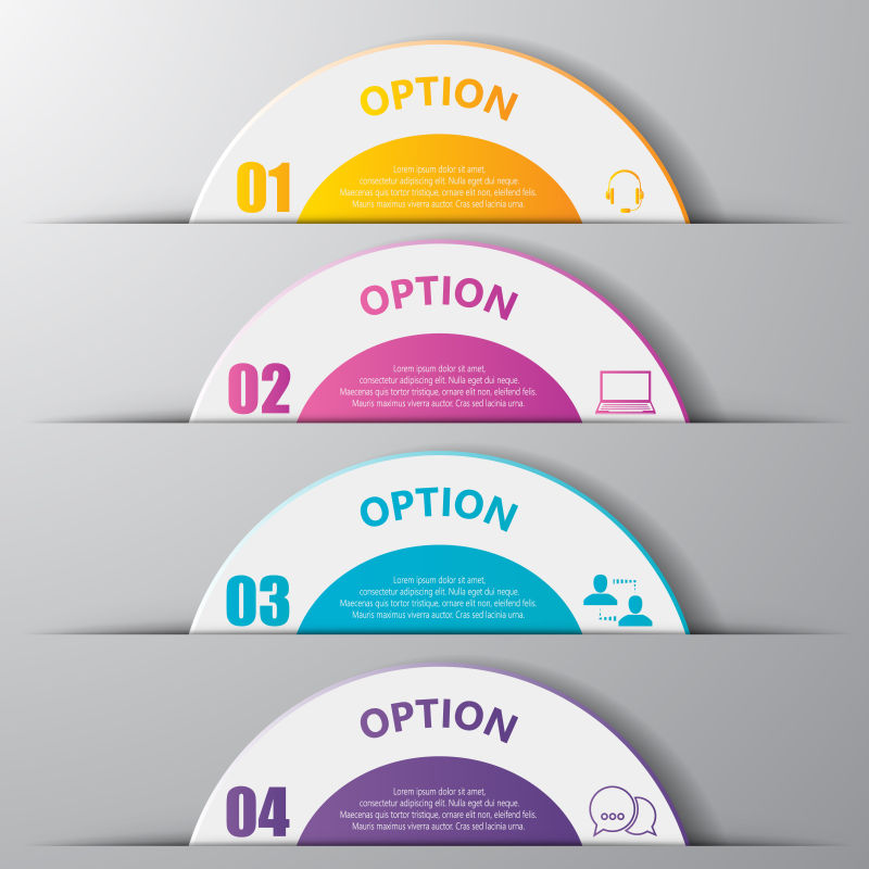 创意矢量彩色半圆形信息图表设计