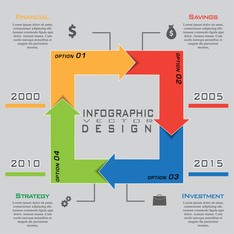 矢量彩色箭头信息图表创意设计