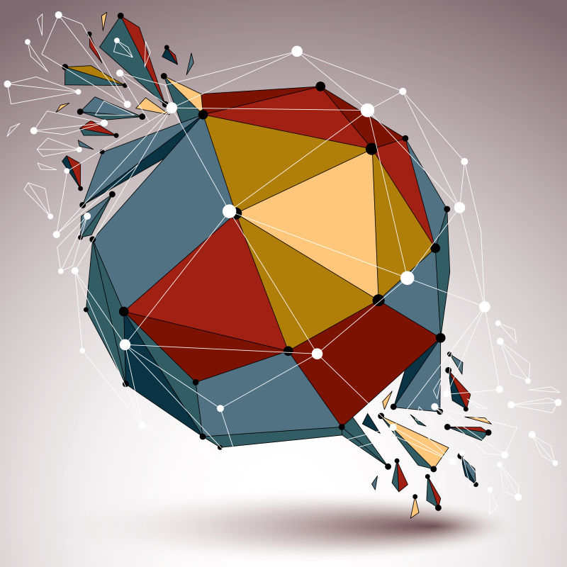 抽象矢量点线链接的几何立体形状设计