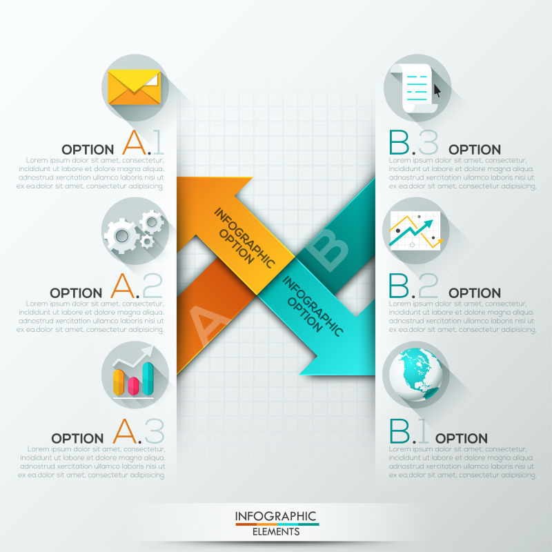 抽象矢量现代彩色箭头元素的信息图表设计