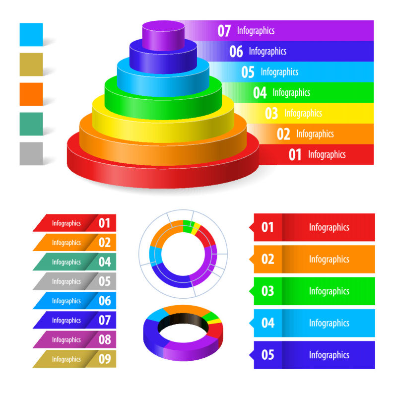 矢量抽象彩色信息图表设计