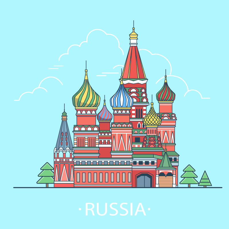 创意矢量俄罗斯建筑平面插图