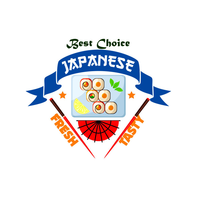 抽象矢量日本食品的创意图标设计