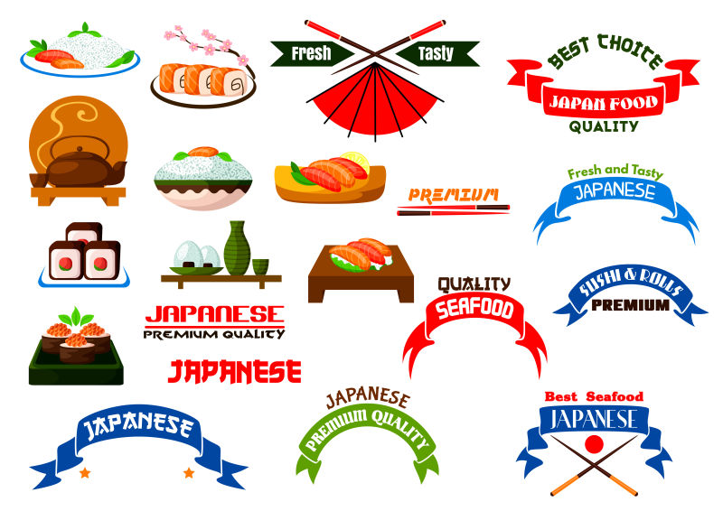 抽象矢量日本料理的图标设计