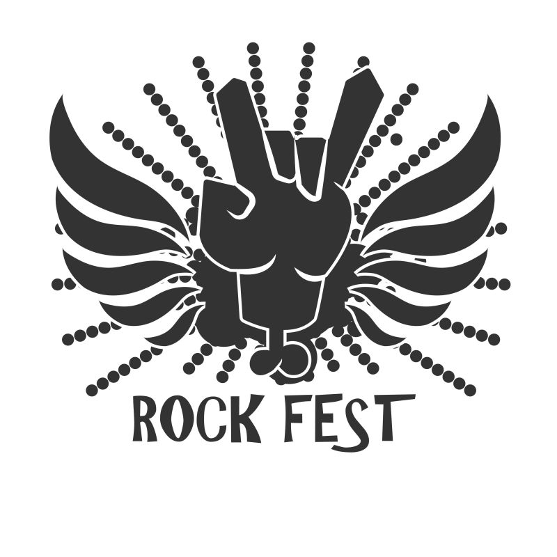 摇滚FIEST图标标志设计在黑白色