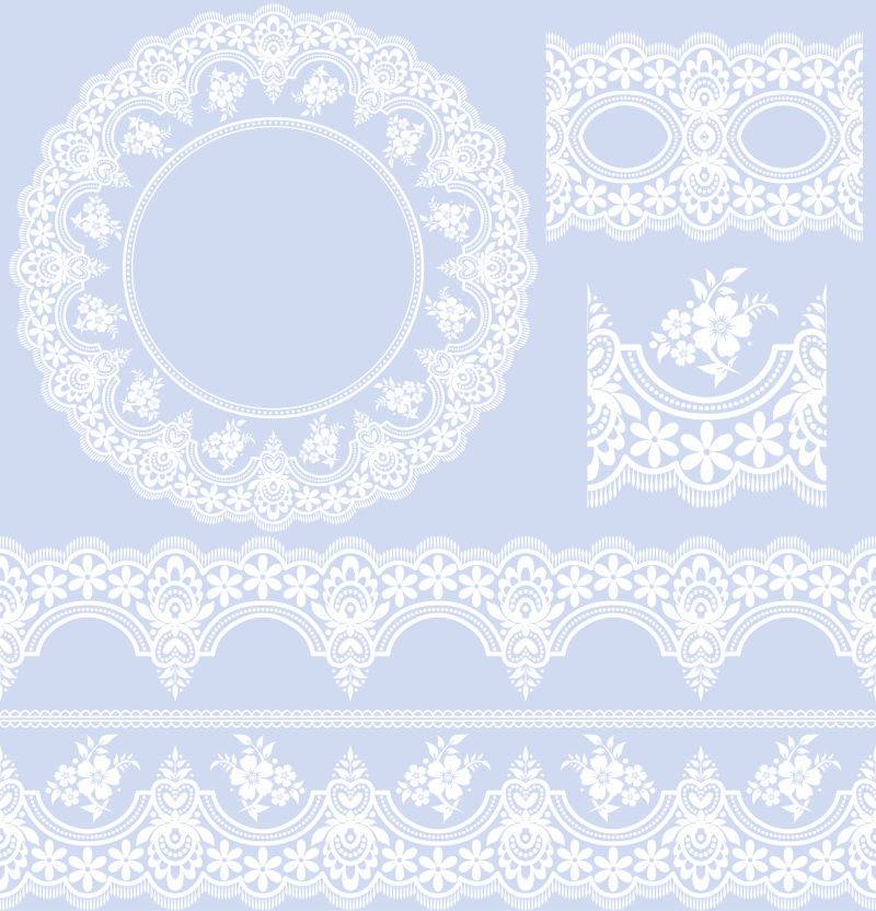 抽象矢量白色蕾丝花纹装饰边框设计
