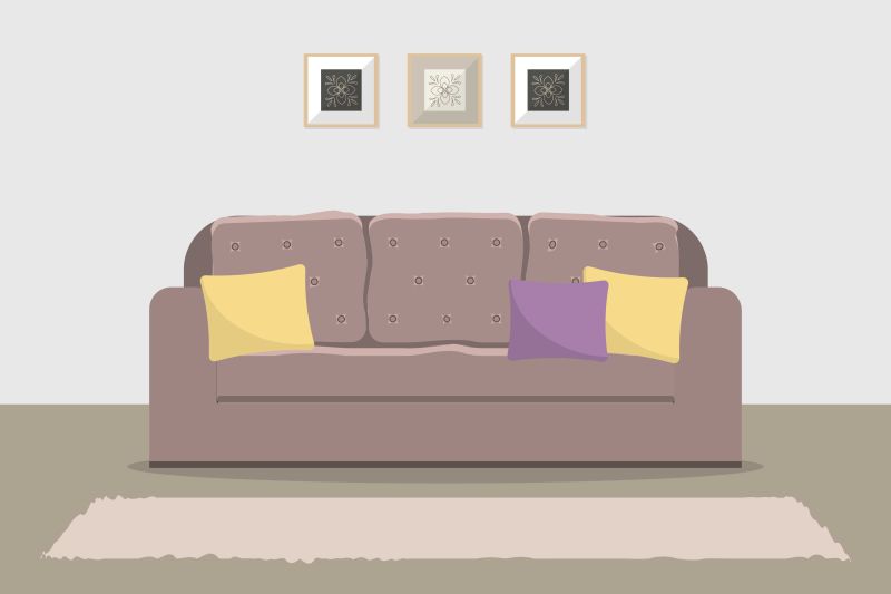 矢量可爱的咖啡色沙发展示设计