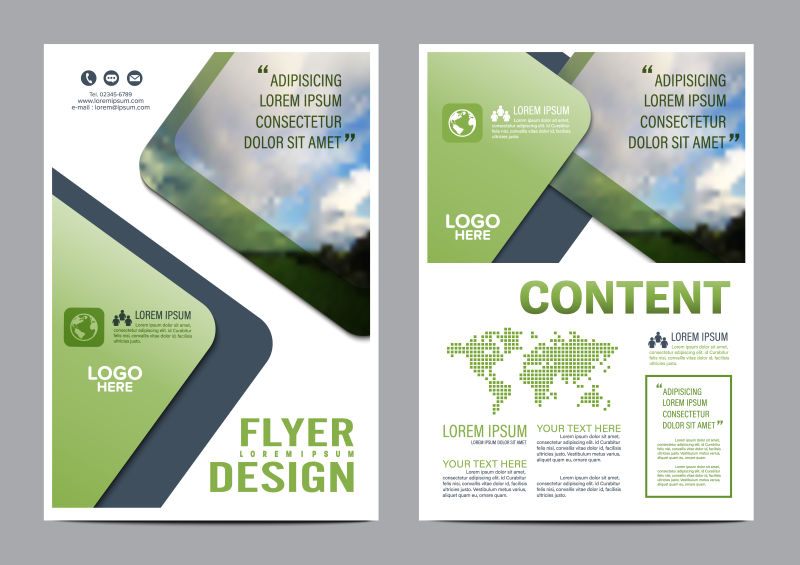 创意矢量绿色几何风格的商业宣传册