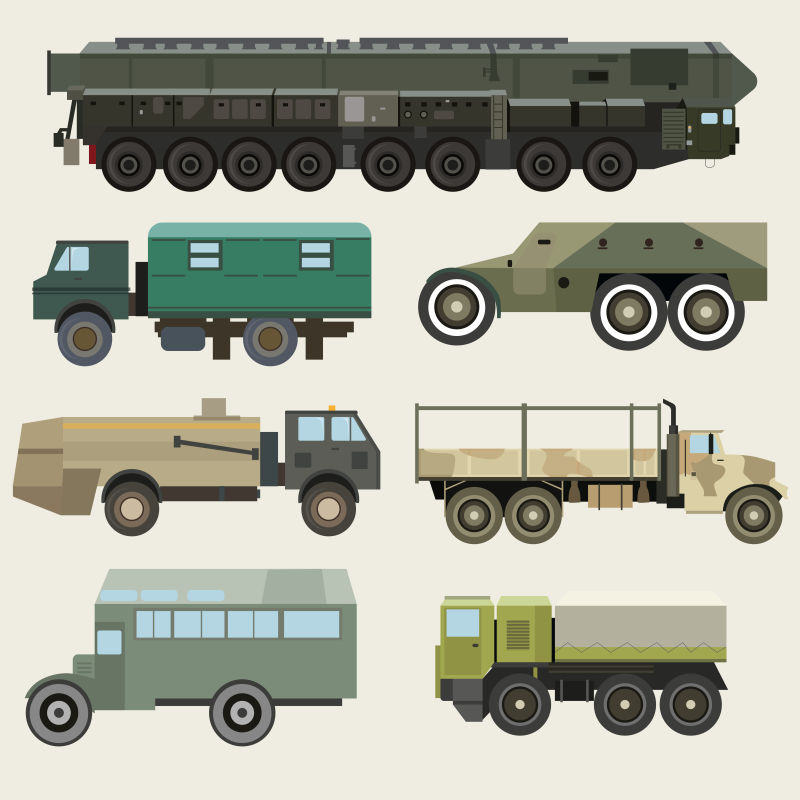 抽象矢量现代军用卡车设计插图