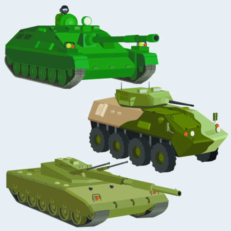 抽象矢量军用坦克设计插图