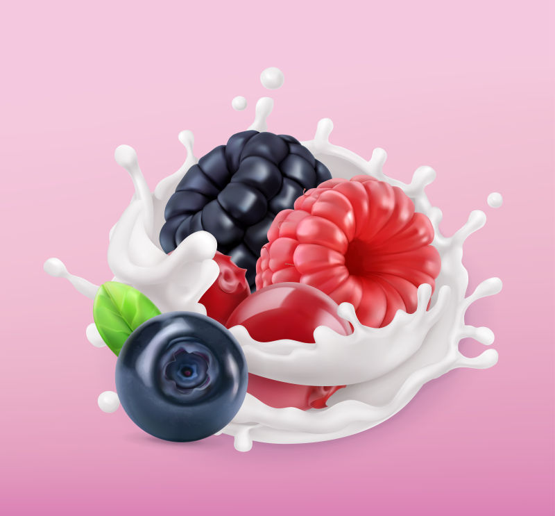 创意矢量新鲜的水果牛奶设计