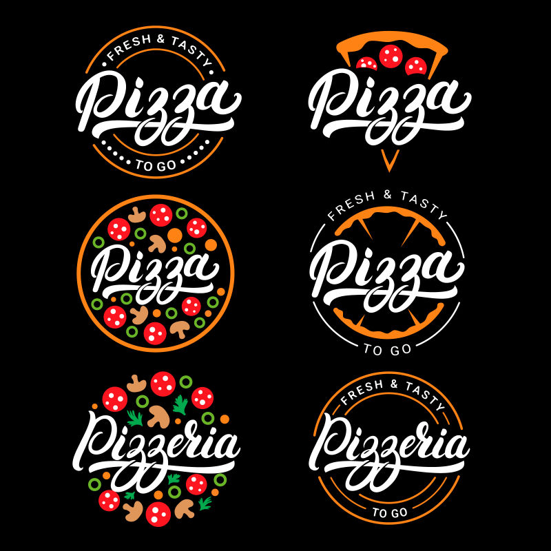 抽象矢量披萨概念的图标设计